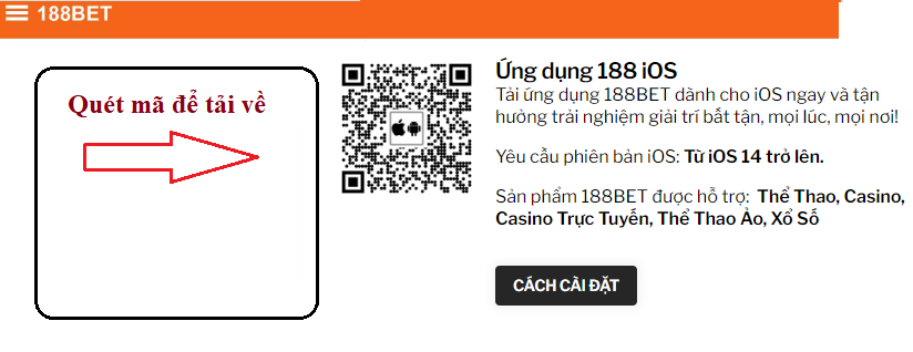 Huong dan tai app 188bet qua ma QR