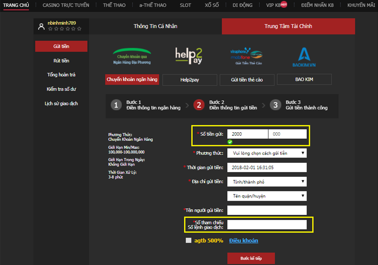 cach gui tien vao tai khoan K8 chi tiet hinh anh 5