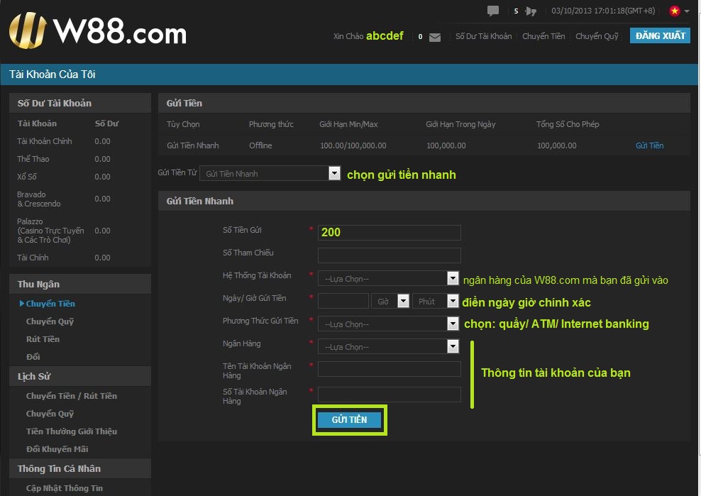 cach gui tien vao tai khoan W88 hinh anh 5