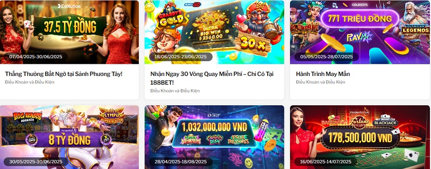 Chuong trinh khuyen mai 188Bet moi nhat