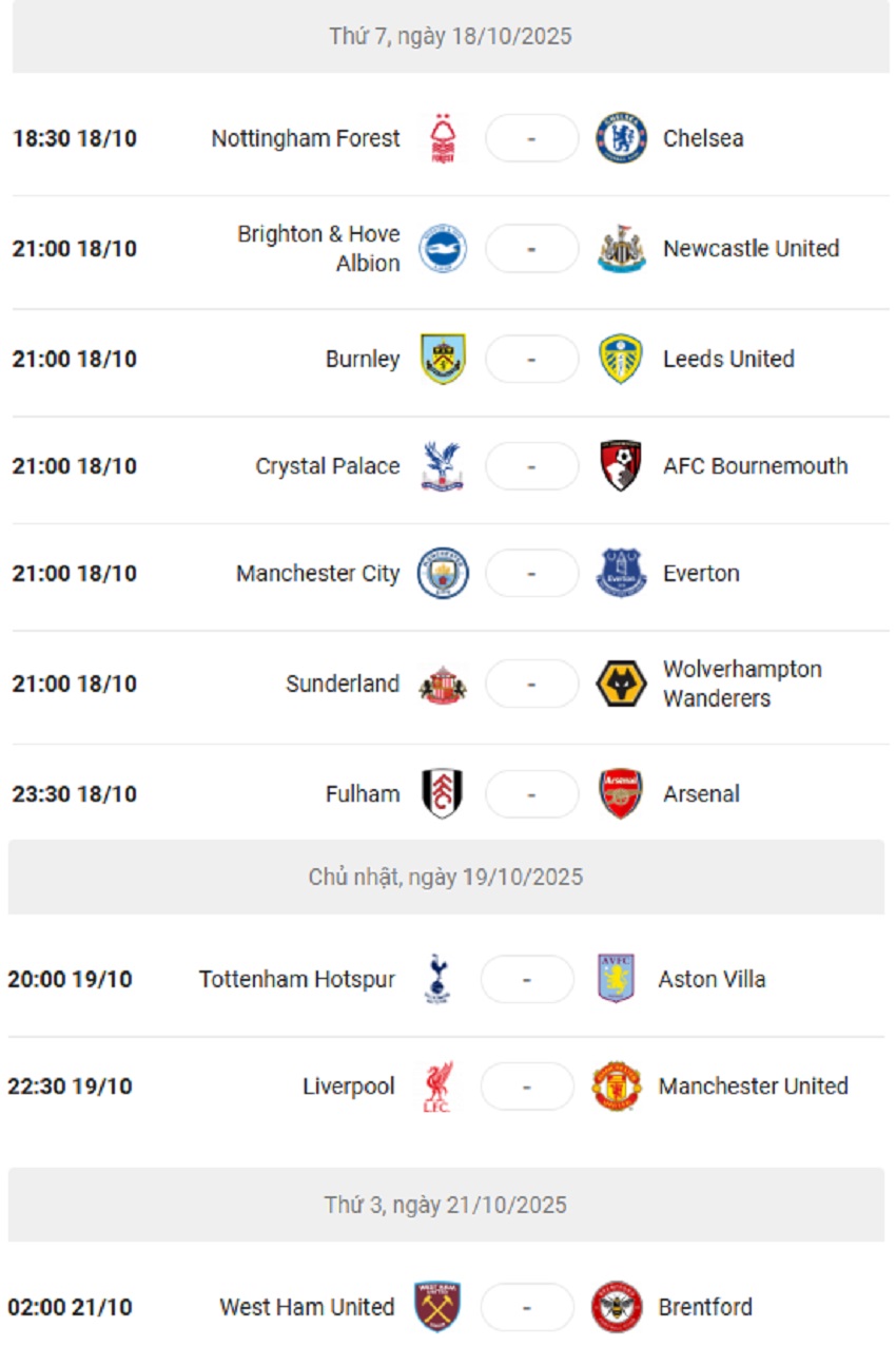 Bảng thi đấu NHA 2025/26 vòng 8 Lich thi dau NHA 2025/26 vong 8